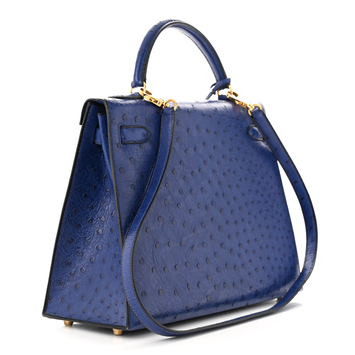 Hermes Ostrich Kelly Sellier 32 Bleu Iris 3 of 18
