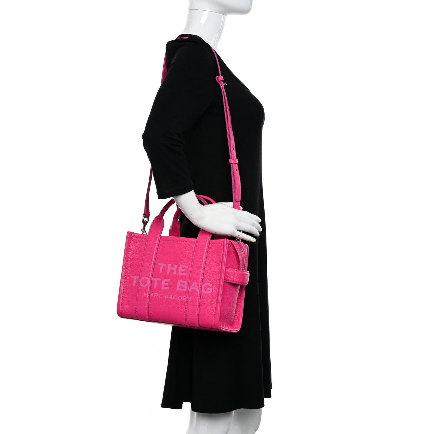 Grained Calfskin Small The Tote Bag Hot Pink