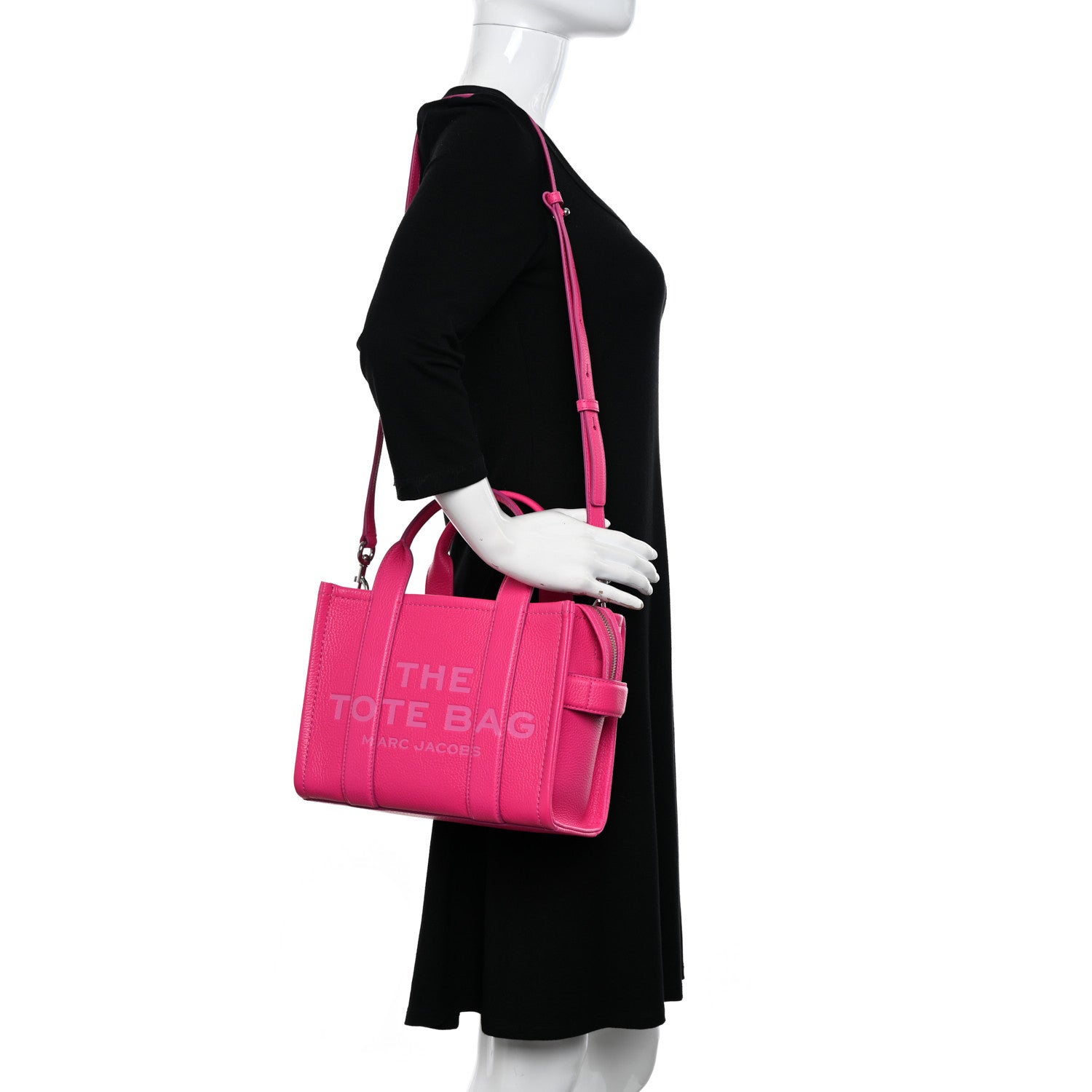 Marc Jacobs Grained Calfskin Small The Tote Bag Hot Pink 2 of 11