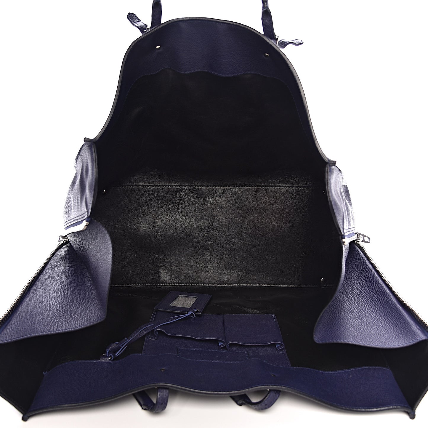 Calfskin Papier A4 Zip Around Plate Tote Bleu Indigo