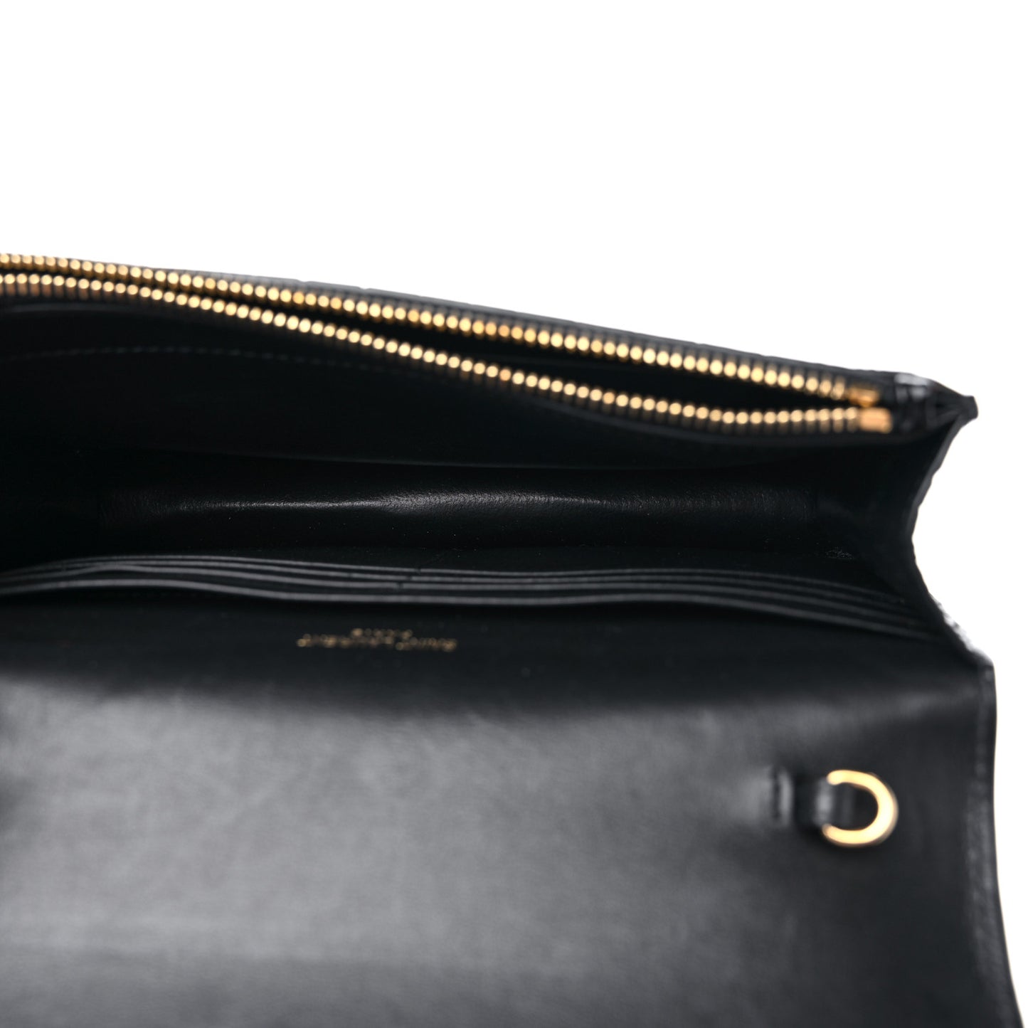 Calfskin Crocodile Embossed Kate Monogram Tassel Chain Wallet Black