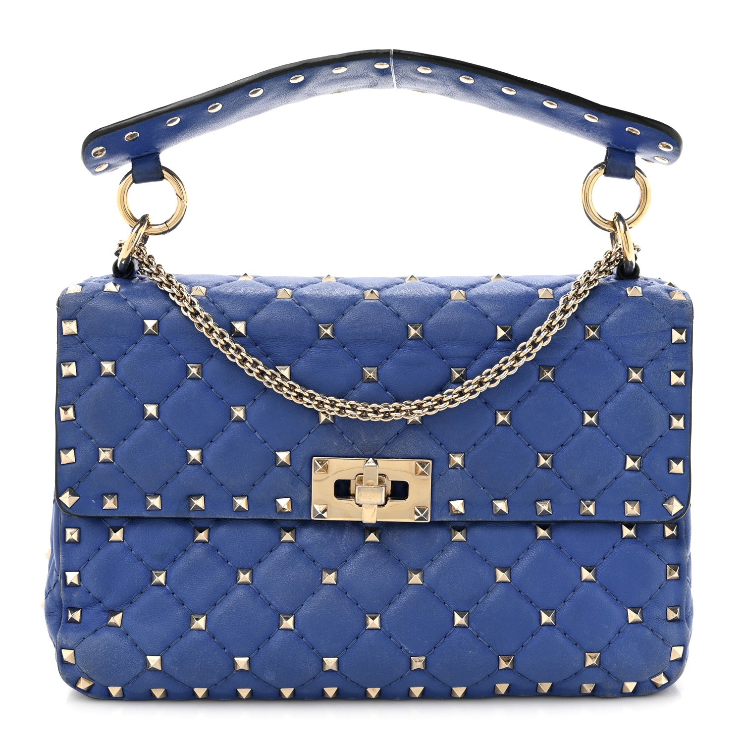 Valentino Garavani Nappa Medium Rockstud Spike Shoulder Bag Acid Blue 1 of 15