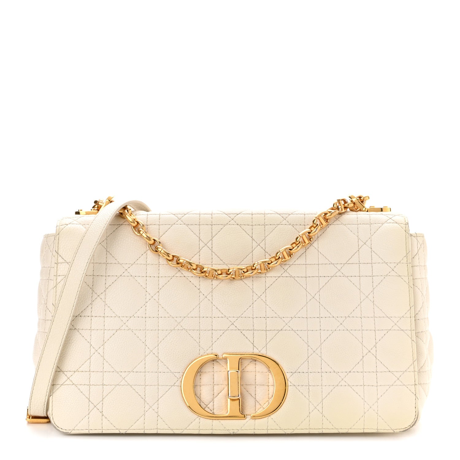 Christian Dior Grained Calfskin Cannage Large Caro Bag Latte 1 of 12