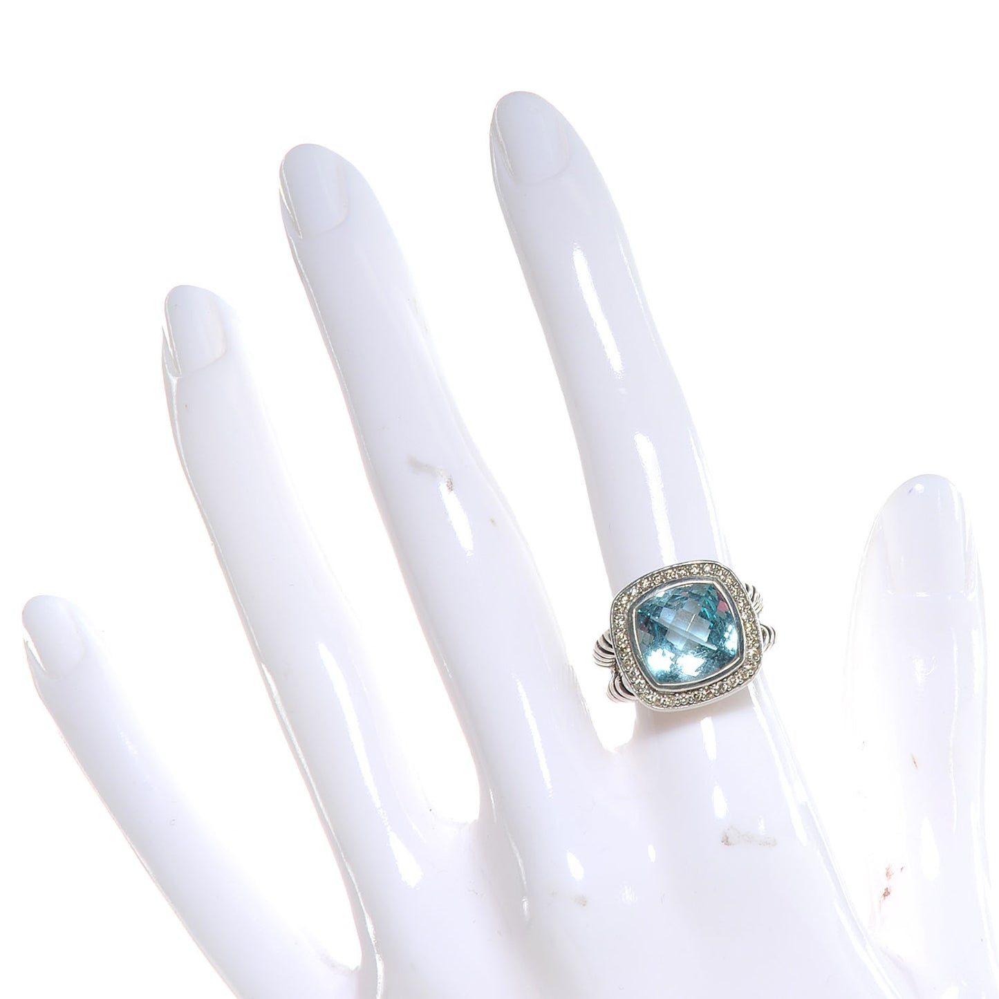 Sterling Silver Diamond Blue Topaz 11mm Albion Ring 52 6