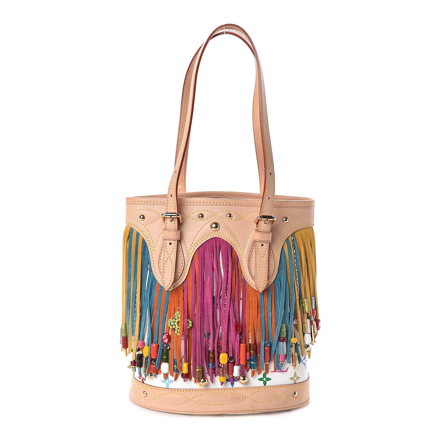 Louis Vuitton Monogram Multicolor Fringe Bucket White 1 of 9