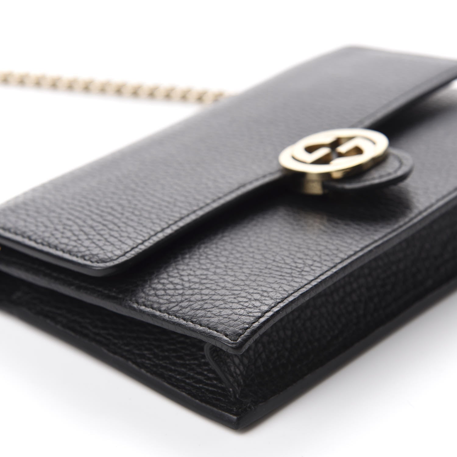 Gucci Dollar Calfskin Interlocking G Chain Wallet Black 6 of 11