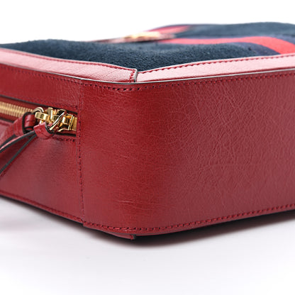 Gucci Suede Calfskin Web Small Ophidia Top Handle Shoulder Bag New Blue Romantic Cherry 8 of 12