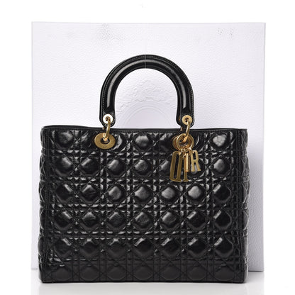 Christian Dior Crinkled Patent Cannage Large Lady Dior Black 11 of 11