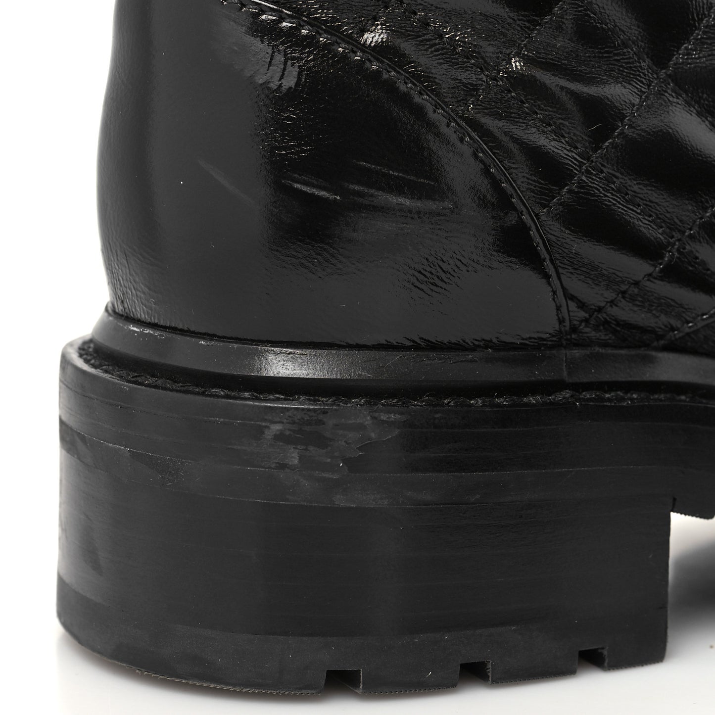 Shiny Goatskin Calfskin Quilted Lace Up Combat Boots 37 Black