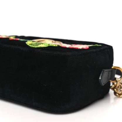 Gucci Velvet Matelasse Deer Embroidered Small GG Marmont Chain Shoulder Bag Black 10 of 11