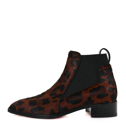 Christian Louboutin Calf Hair Leopard Print Marmada Flat Chelsea Boot 37 Brown 1 of 16