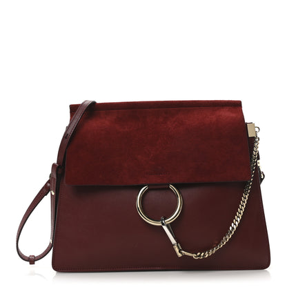 Chloe Calfskin Suede Medium Faye Shoulder Bag Plum Purple 1 of 9