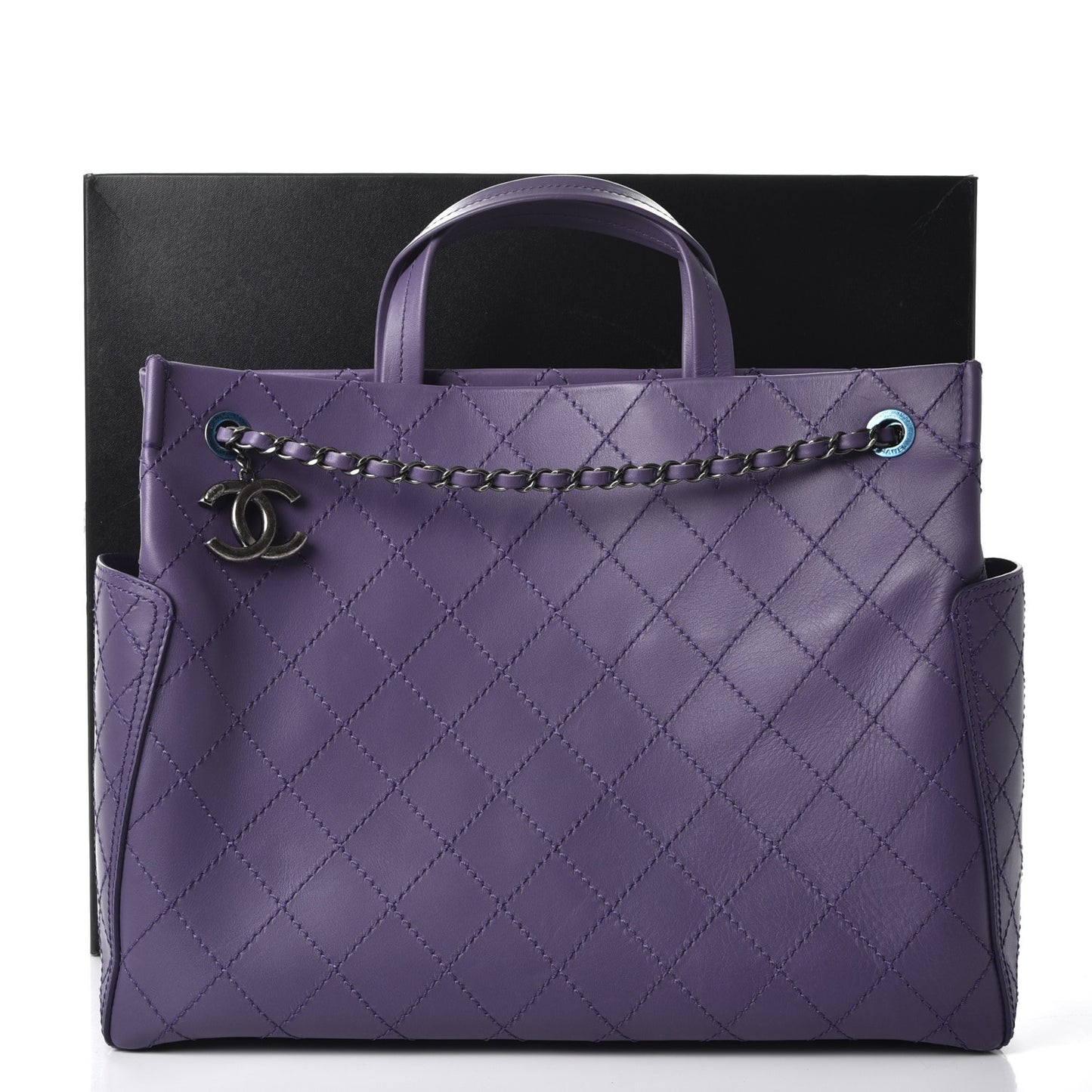 Calfskin CC Pocket Tote Purple
