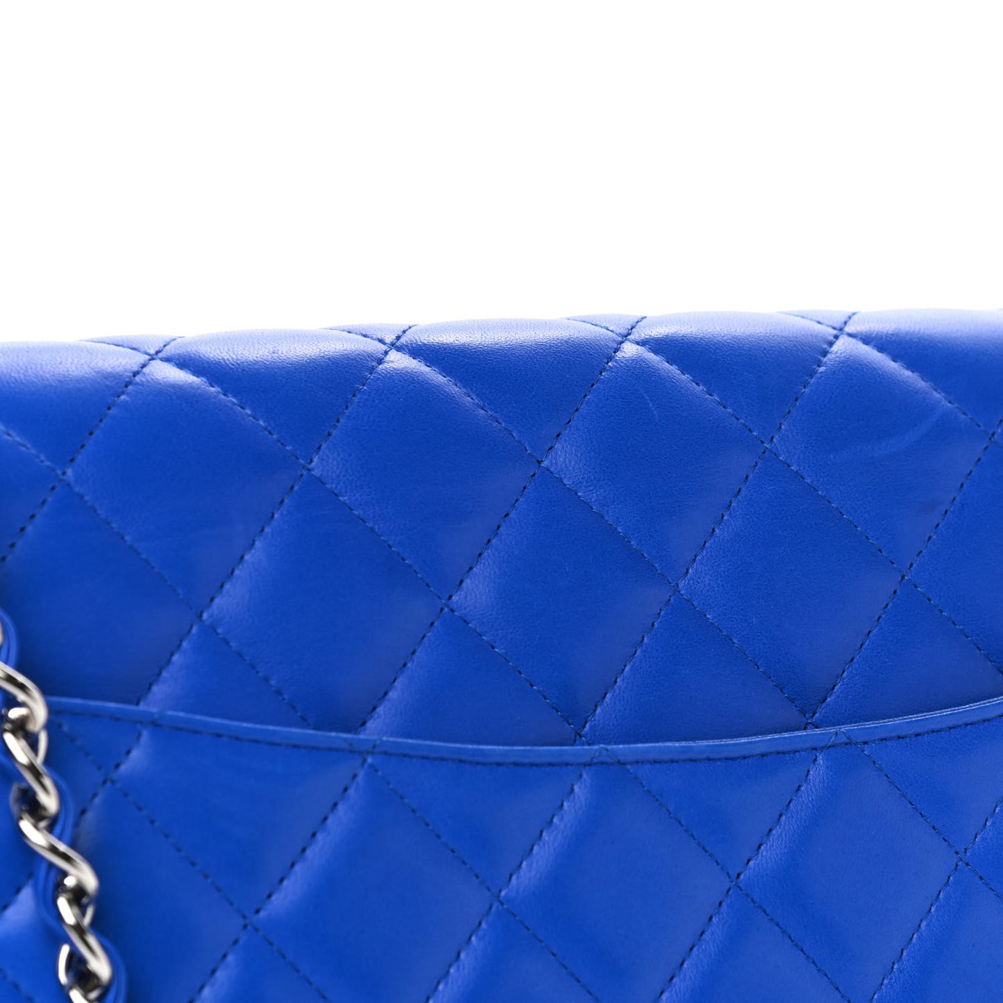 Lambskin Quilted Maxi Single Flap Blue