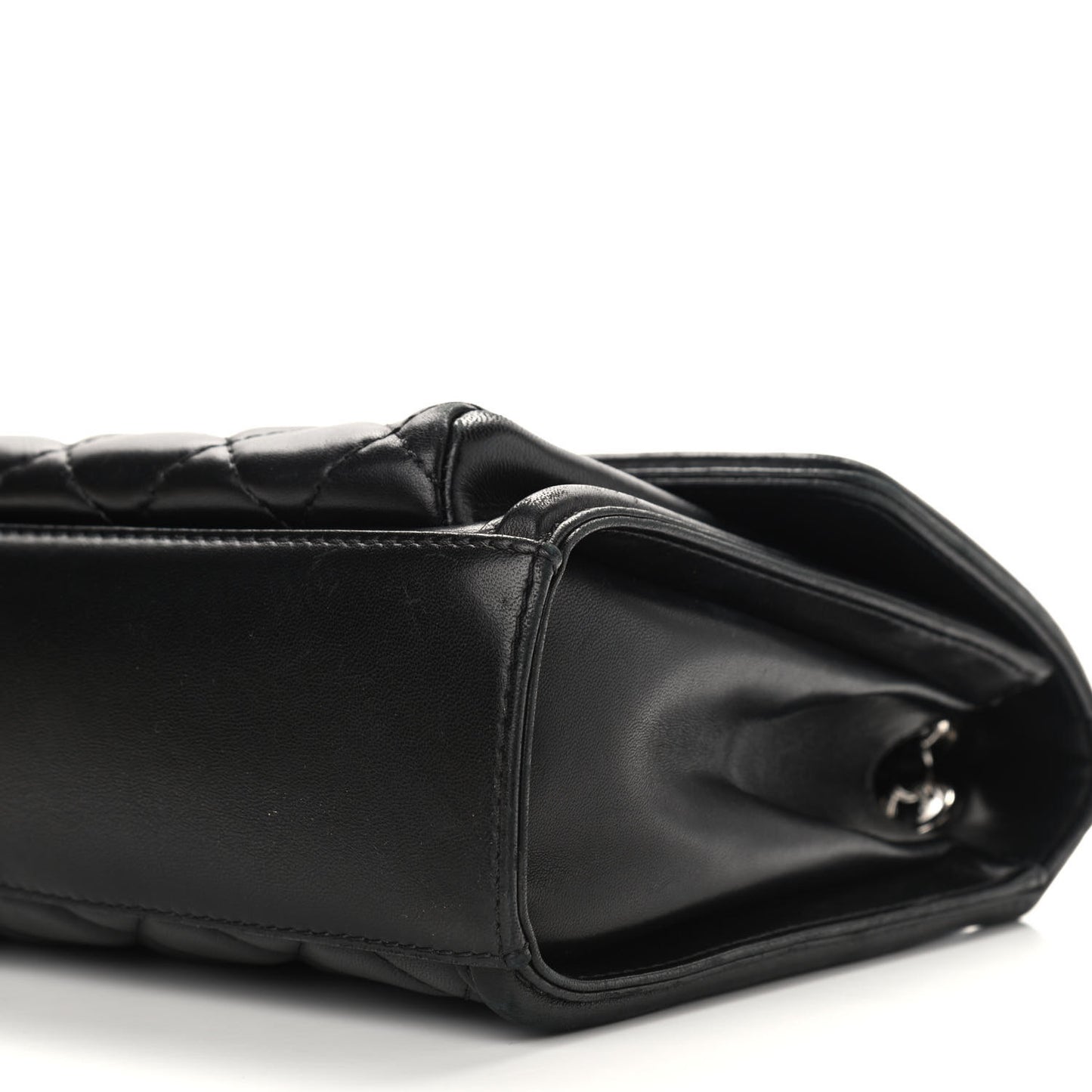 Lambskin Quilted Large Geometric Flap Black