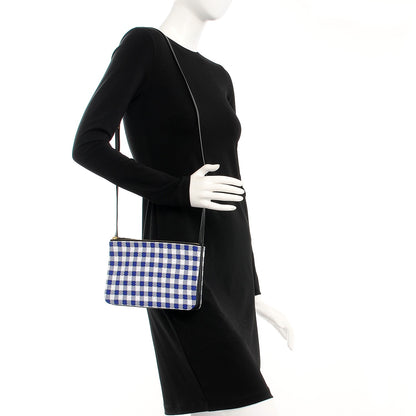 Celine Gingham Lambskin Small Trio Crossbody Bag Cobalt 2 of 7