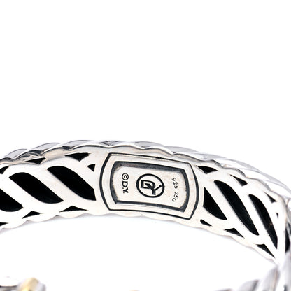 David Yurman Sterling Silver 18K Yellow Gold 15mm Sculpted Cable Cuff Bracelet 4 of 5