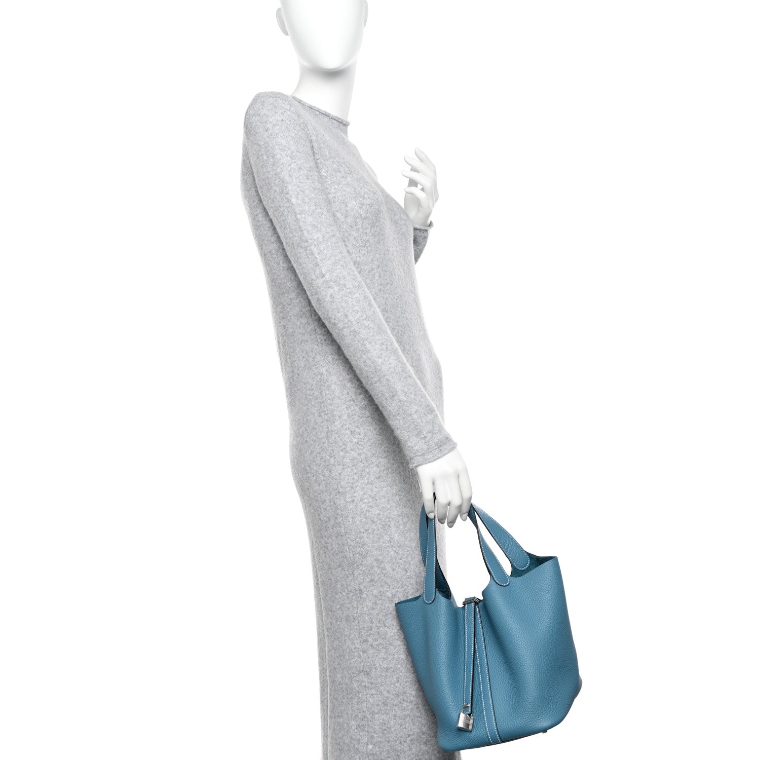 Hermes Taurillon Clemence Picotin Lock 22 MM New Bleu Jean Bleu Jean 2 of 10