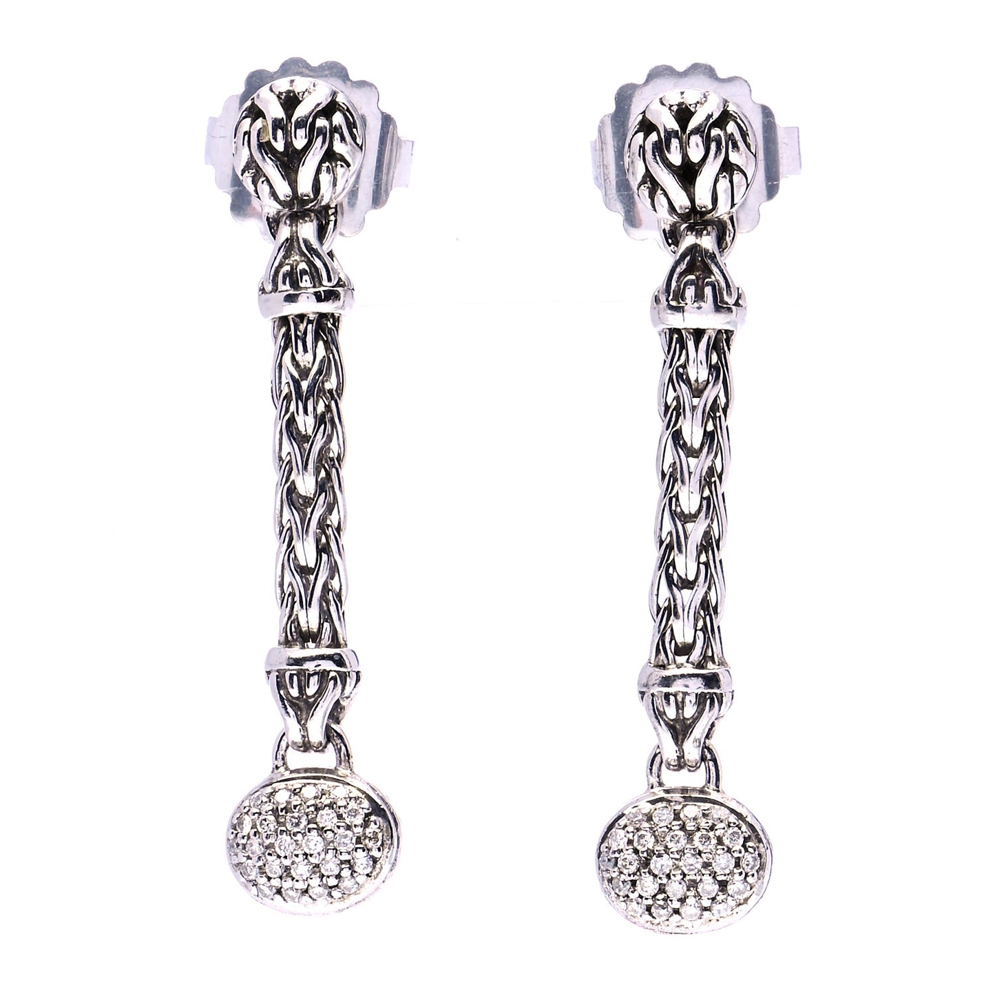 Sterling Silver Diamond Classic Chain Drop Earrings