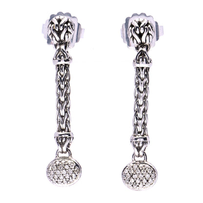John Hardy Sterling Silver Diamond Classic Chain Drop Earrings 1 of 8