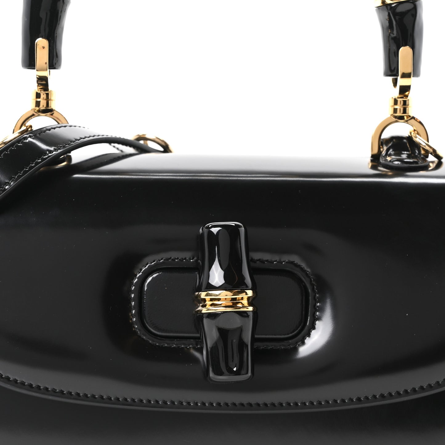 Shiny Polished Calfskin Medium Bamboo Diva Black