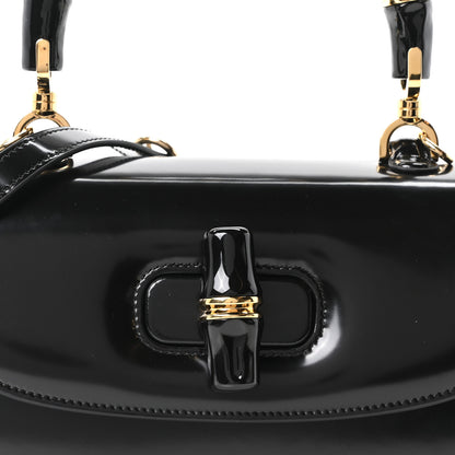 Gucci Shiny Polished Calfskin Medium Bamboo Diva Black 9 of 11