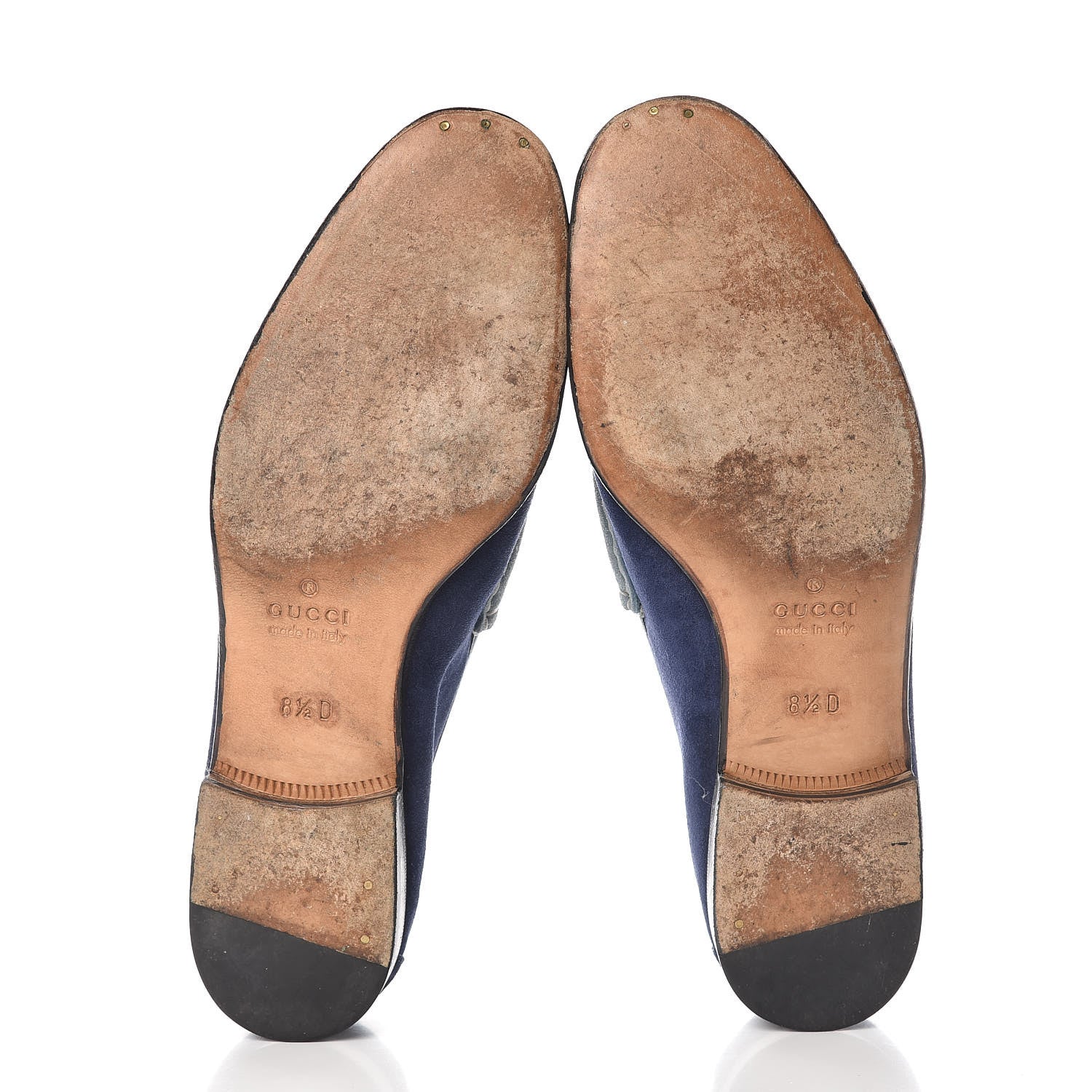 Gucci Suede Mens Horsebit Loafers 8.5 Blue Beige 7 of 17
