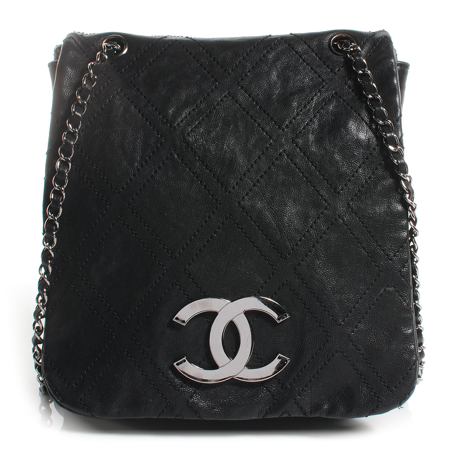 Chanel Leather Diamond Stitch Large Messenger Black 1 of 7