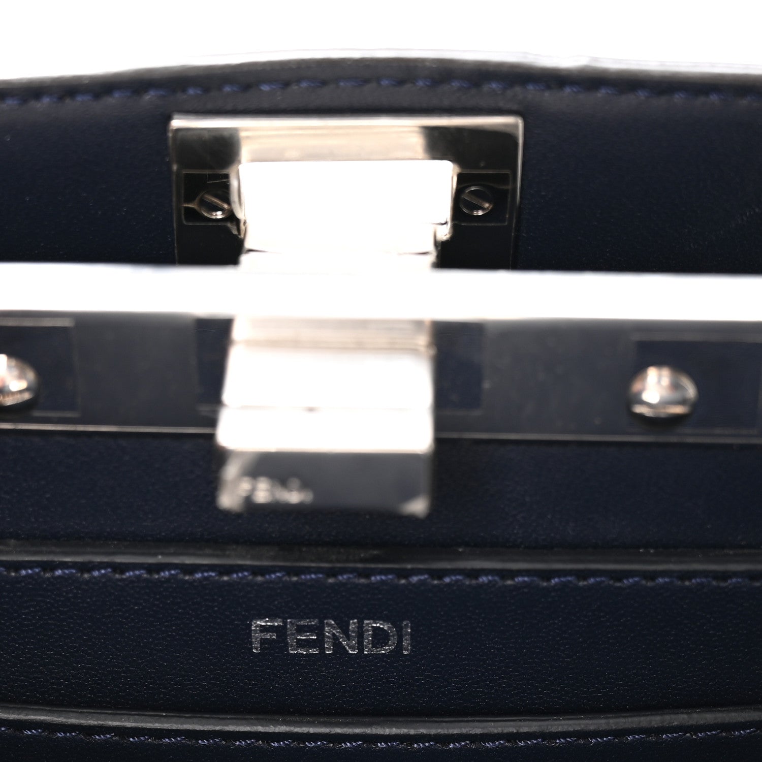 Fendi Ostrich Shiny Nappa Petite Peekaboo I SEE U Satchel Dark Blue 6 of 10