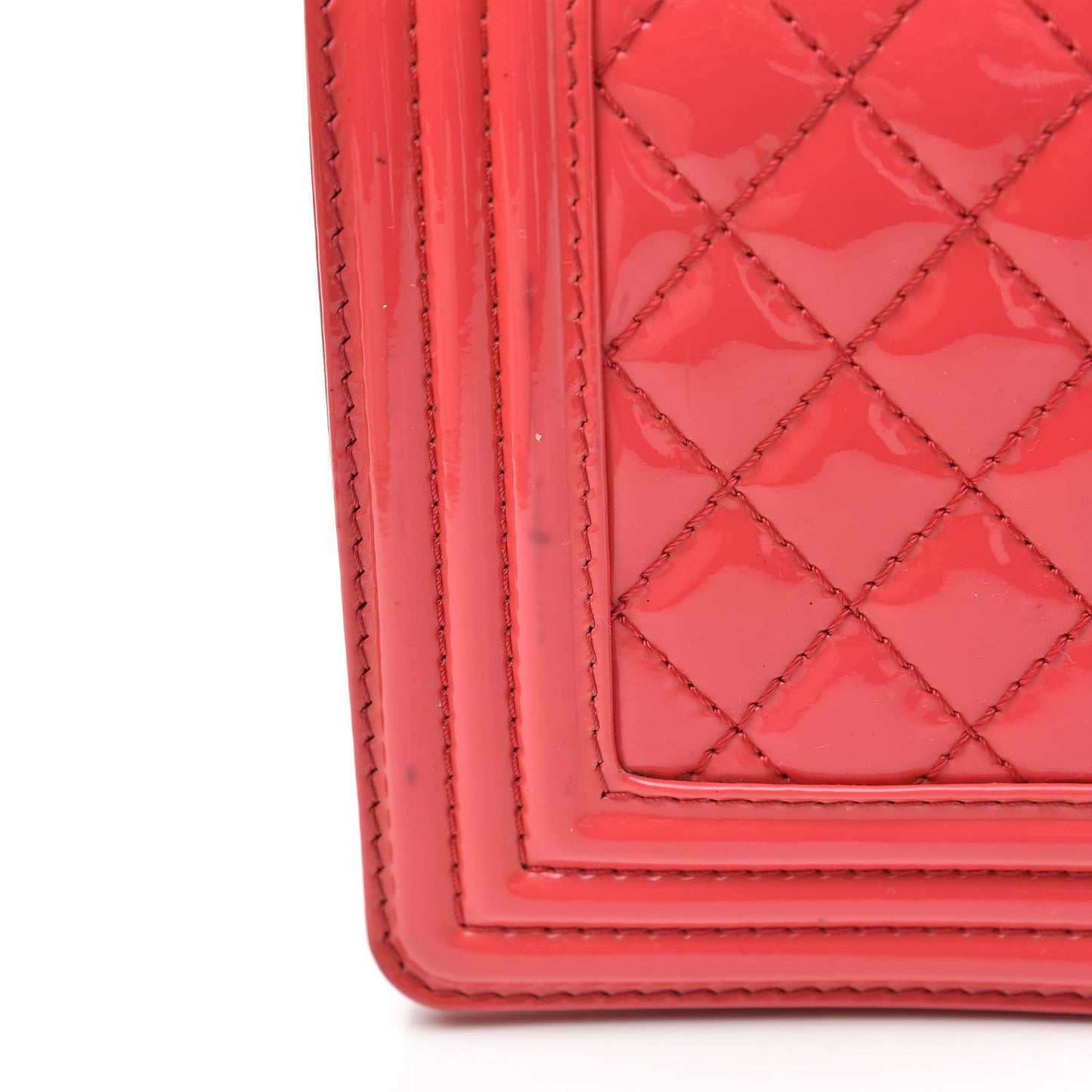 Patent Calfskin Enamel Quilted Medium Boy Flap Dark Pink
