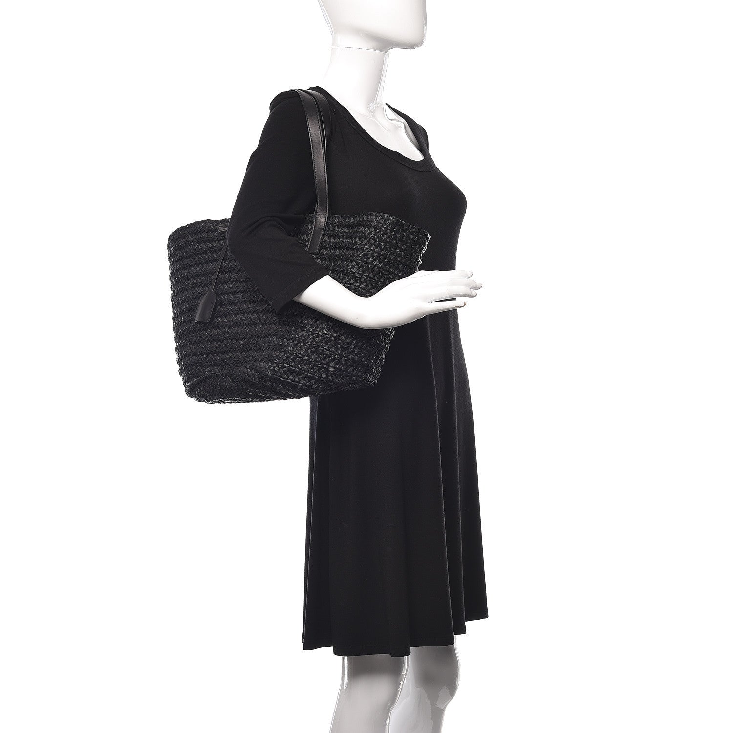 Saint Laurent Raffia Medium Panier Bag Black 2 of 14