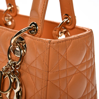 Christian Dior Lambskin Cannage Medium Lady Dior Orange 9 of 20