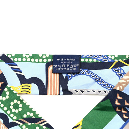 Hermes Silk Fantaisie D'Etriers Twilly Bleu Ciel Vert Marine 4 of 4