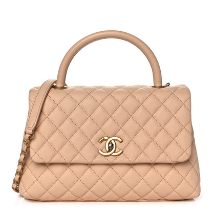 Chanel Caviar Quilted Small Coco Handle Flap Beige 1 of 12