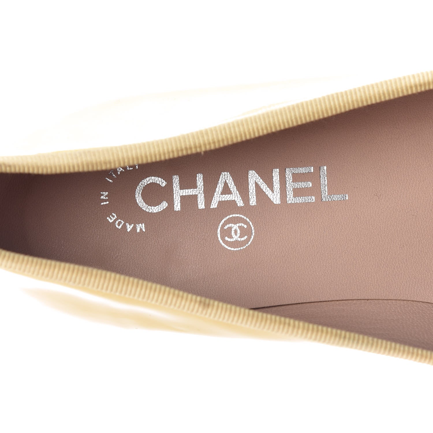 Chanel Calfskin Patent CC Cap Toe Ballerina Flats 39 Yellow 9 of 18