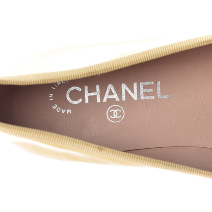 Chanel Calfskin Patent CC Cap Toe Ballerina Flats 39 Yellow 9 of 18