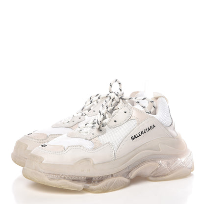Balenciaga Fabric Mesh Clear Sole Mens Triple S Sneakers 40 White 3 of 15