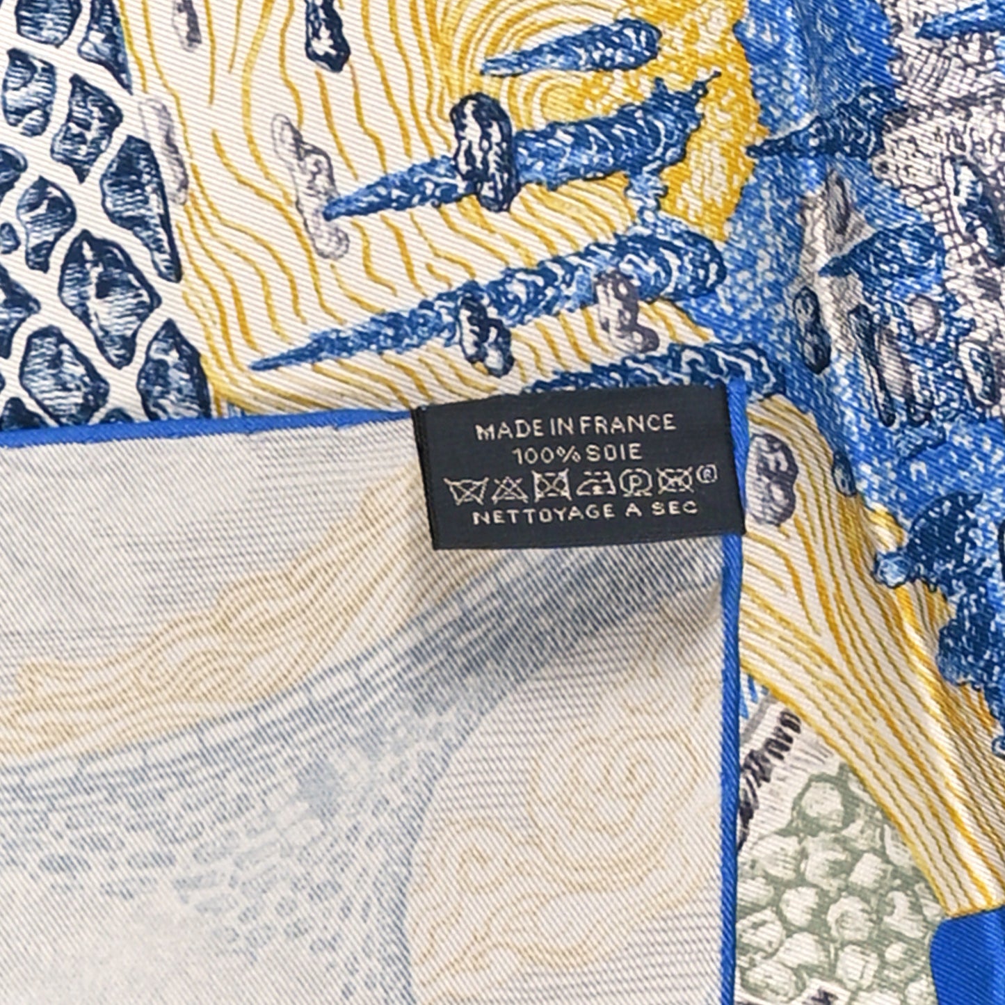 Silk Eleftheria Scarf 90 Gris Argent Bleu Vif Jaune