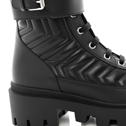 Gucci Nappa Frances GG Matelasse Platform Combat Boots 35 Black 9 of 11