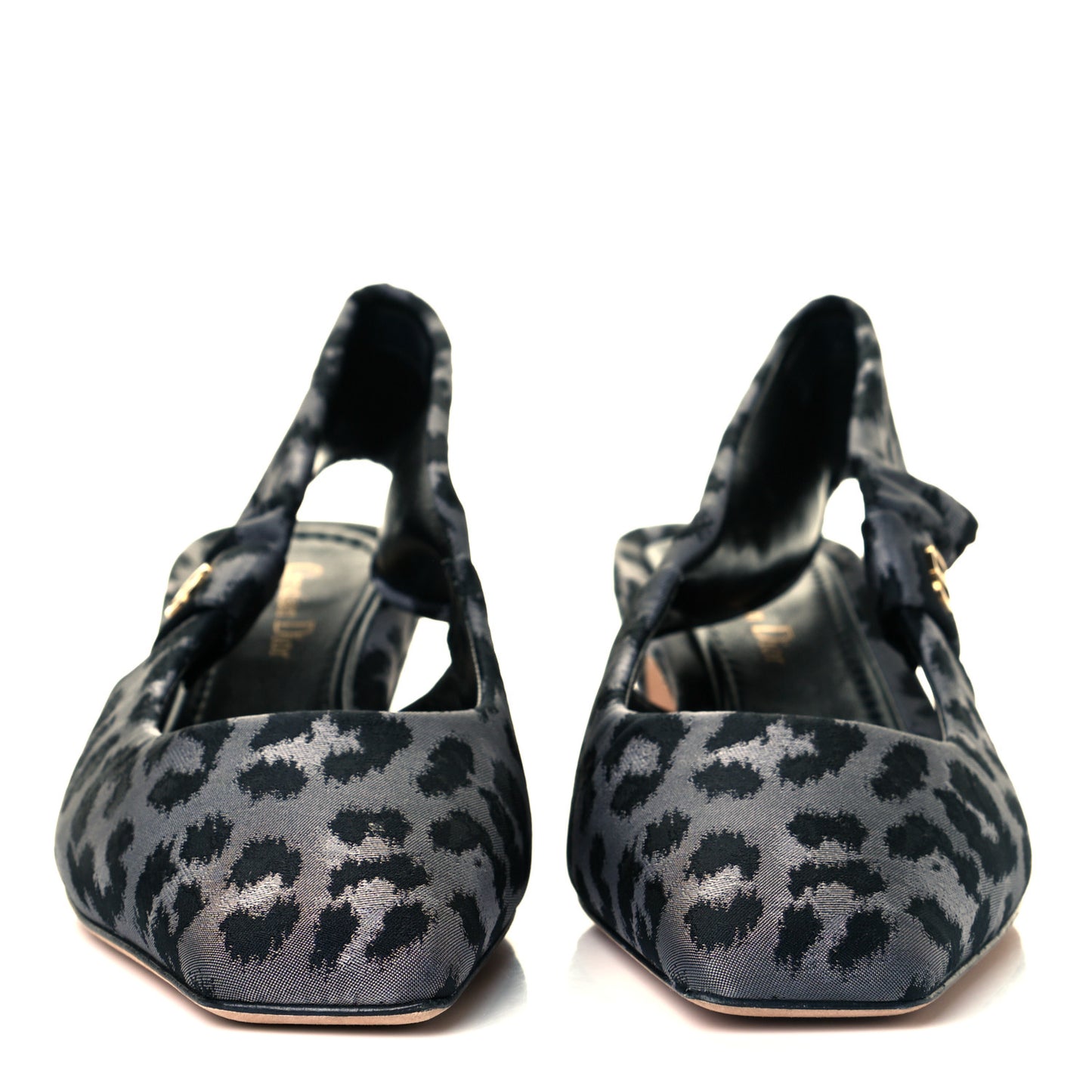 Nylon Leopard Print Mizza Slingback Pumps 40 Grey Multicolor