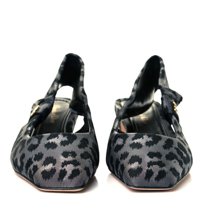 Christian Dior Nylon Leopard Print Mizza Slingback Pumps 40 Grey Multicolor 2 of 7