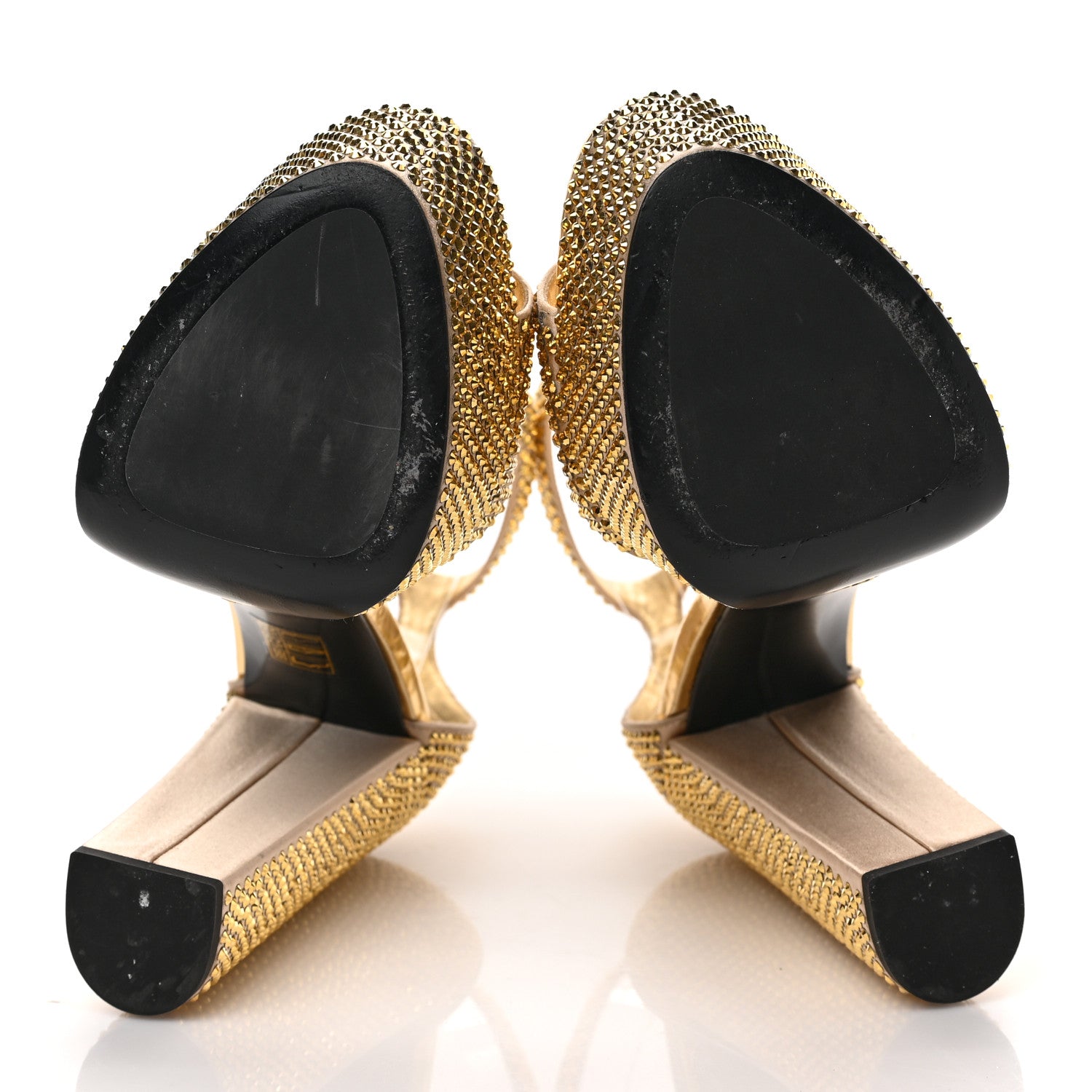 Prada Satin Crystal Triangle Logo 40/135mm Platform Sandals 38.5 Platino 5 of 7