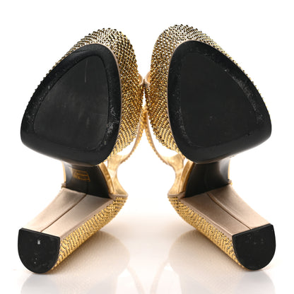 Prada Satin Crystal Triangle Logo 40/135mm Platform Sandals 38.5 Platino 5 of 7