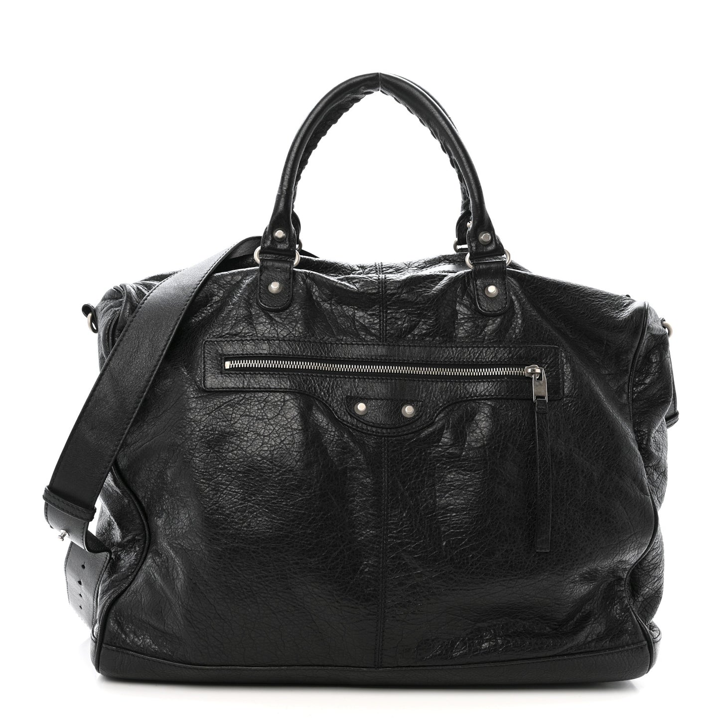 Agneau Classic Silver Hardware Weekender Black