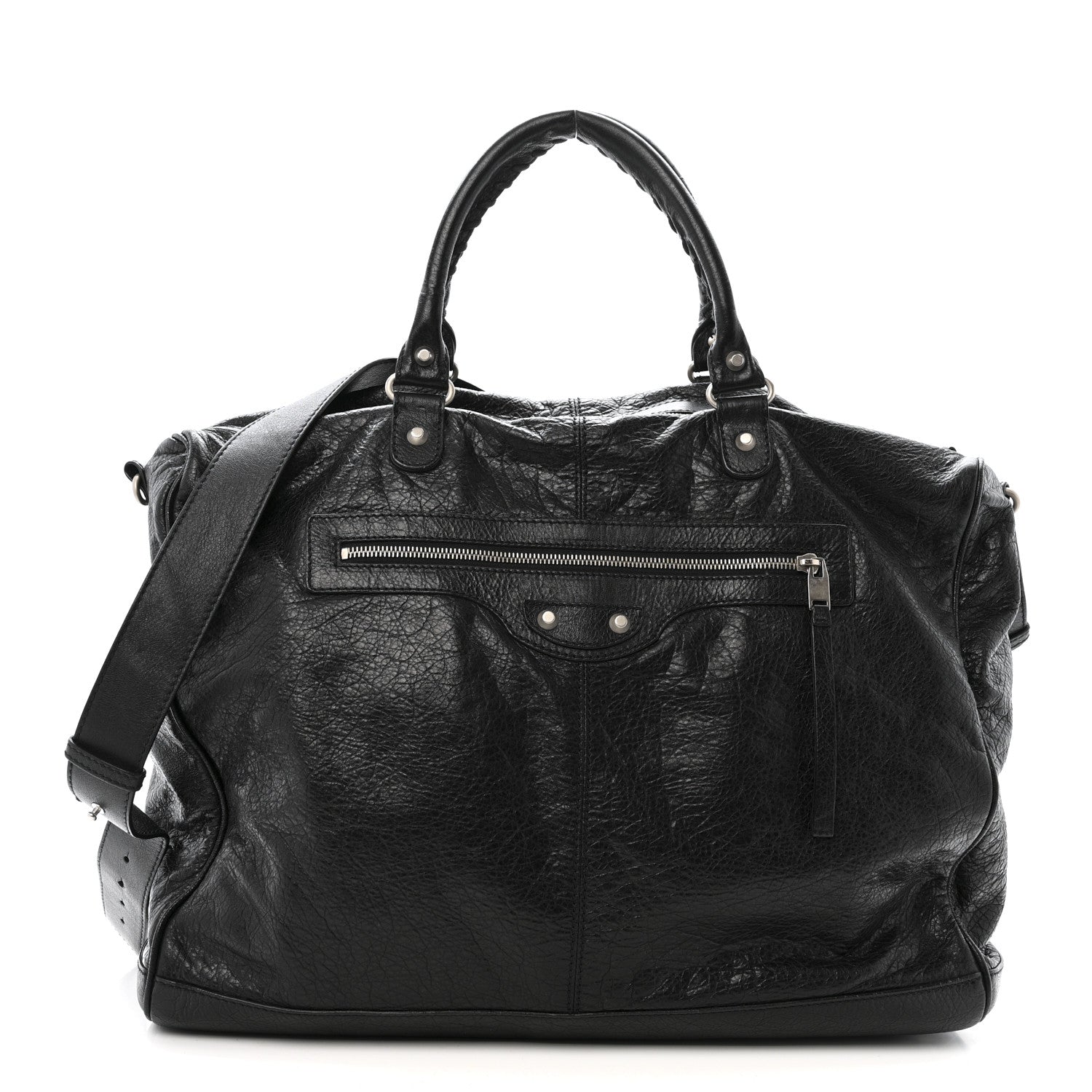 Balenciaga Agneau Classic Silver Hardware Weekender Black 1 of 12