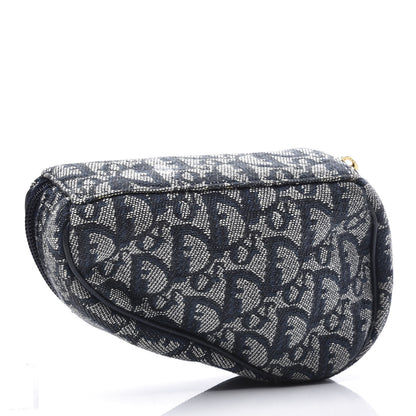 Christian Dior Monogram Mini Saddle Zip Pouch Navy Blue 2 of 12