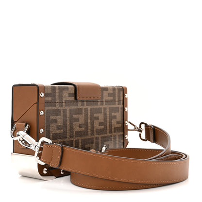 Fendi Shiny Glazed Fabric Vachetta FF 1974 Mini Baguette Trunk Mogano Panna Cuoio 3 of 10