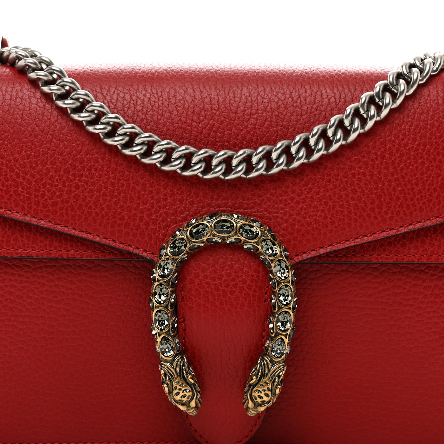 Dollar Calfskin Swarovski Crystal Small Dionysus Shoulder Bag Hibiscus Red