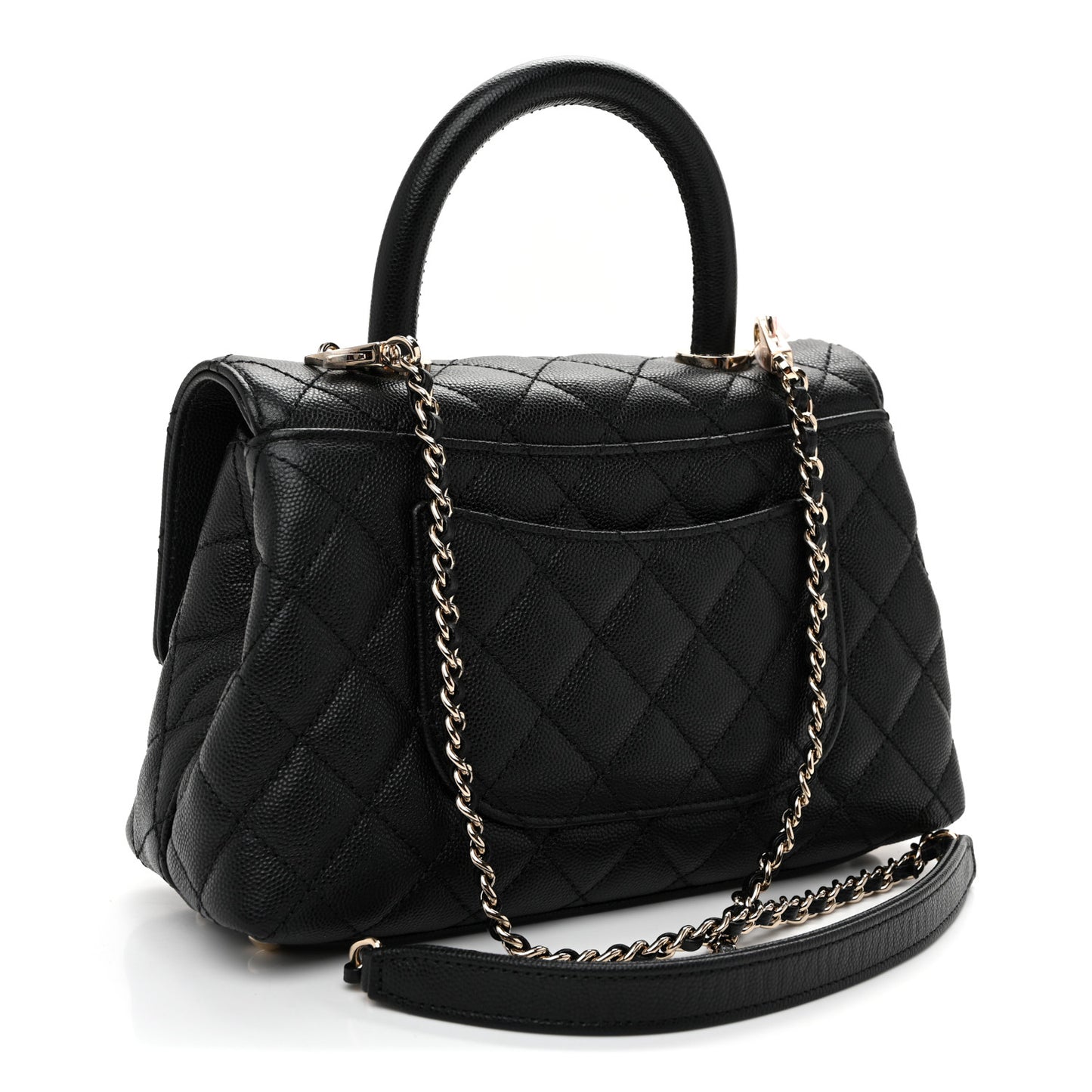 Caviar Quilted Mini Coco Handle Flap Black