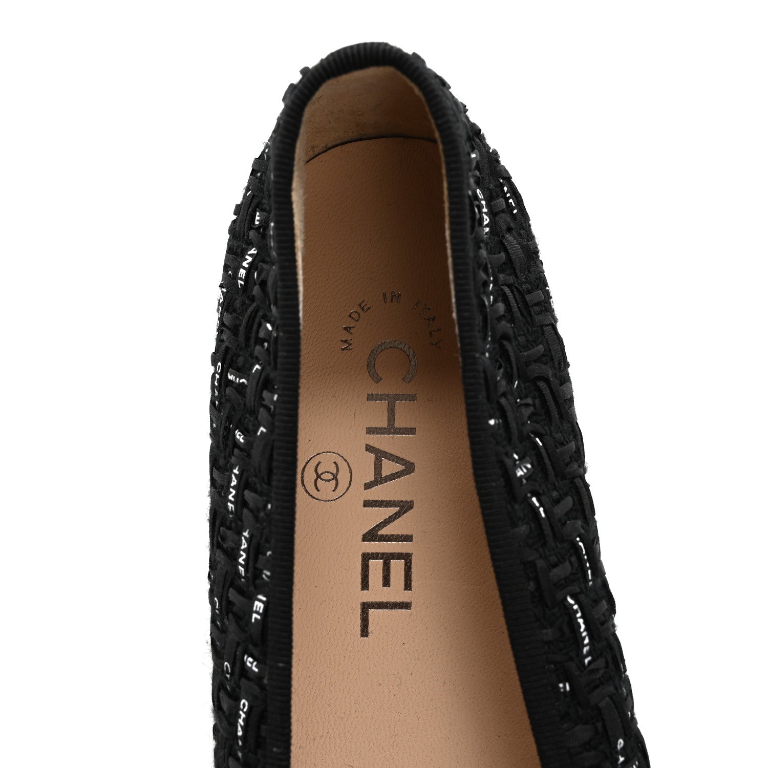 Chanel Lambskin Ribbon Tweed Cap Toe Ballet Flats 39.5 Black 7 of 9